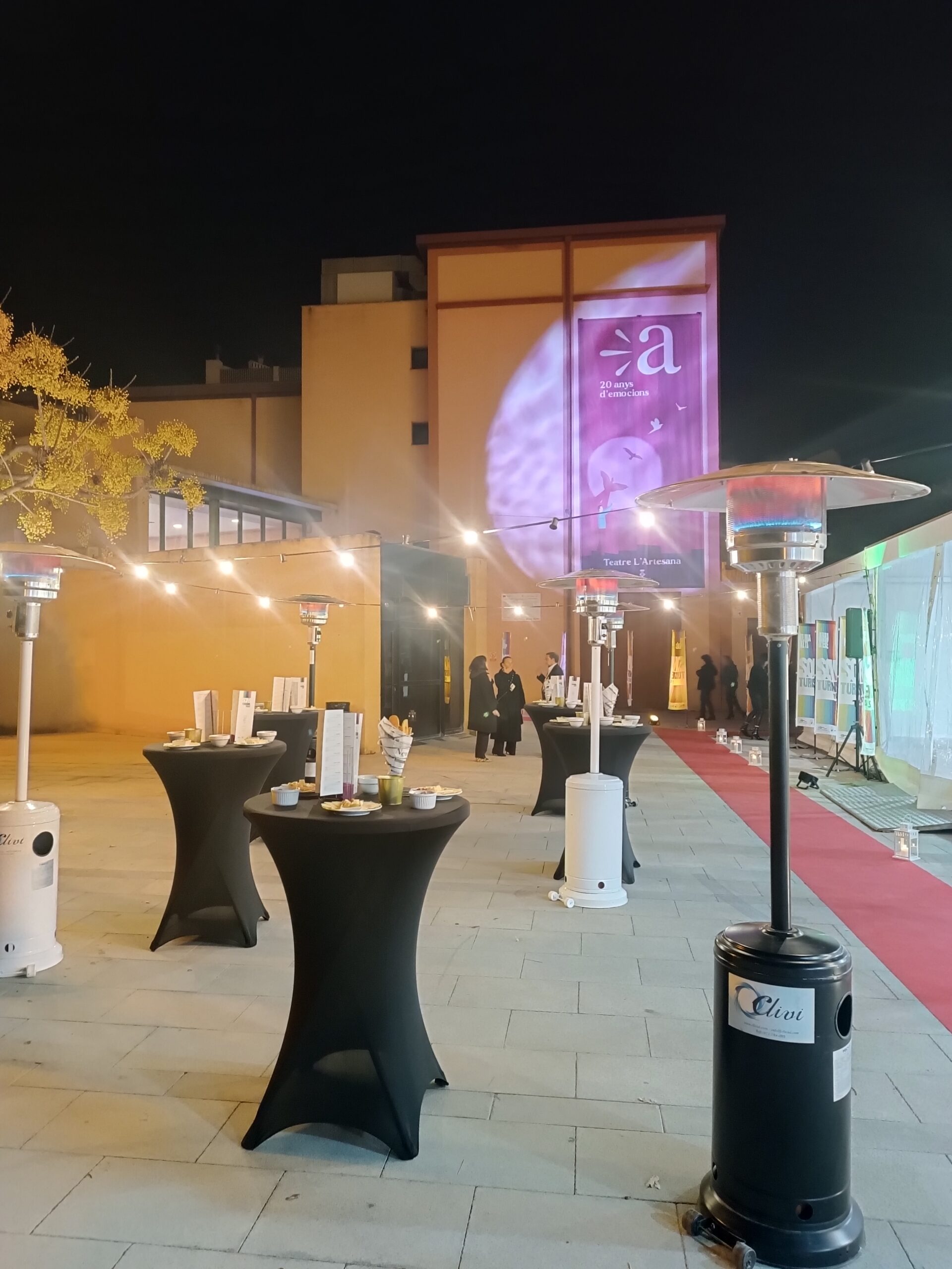Alquiler de estufas tipo seta para cenas de gala y eventos al aire libre.